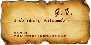 Grünberg Valdemár névjegykártya